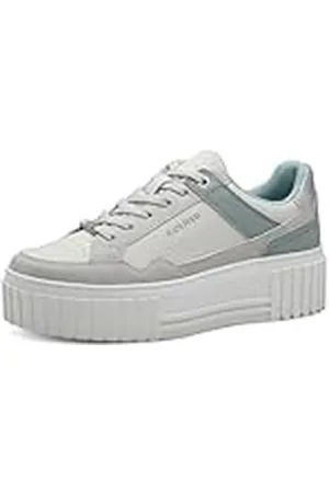QS by s.Oliver Low 5-23630-44 sneakers voor dames, wit/sage, 37 EU, , 37 EU