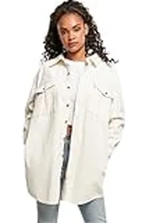 Urban classics Overshirt-jas voor dames, lange corduroy hemdjas met twee borstzakken en jaszakken, maat XS tot 5XL, , M