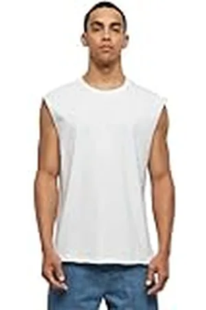 Urban classics Heren T-shirt Open Edge Mouwloos T-shirt voor mannen, ronde hals, katoen, verkrijgbaar in vele kleuren, maten XS-5XL, , XXL