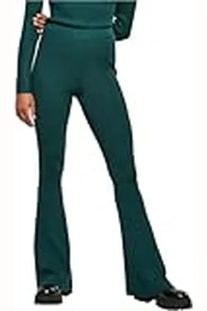 Urban classics Dameslegging van ribgebreide yogabroek, , XL