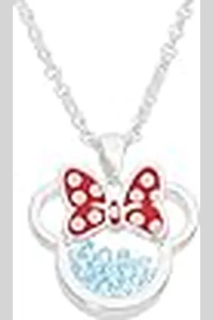 Disney Minnie Verzilverd Messing met Rood Email Boog Maart Geboortesteen Drijvende Steen Ketting CF00308SMARL-Q.PH, Eén maat, Messing, Geen edelsteen