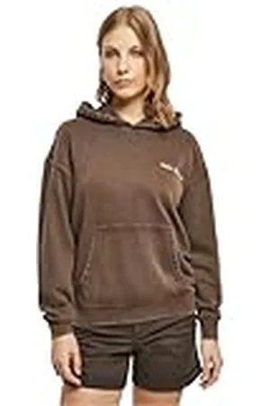 Urban classics Damen Kapuzenpullover Ladies Small Embroidery Terry Hoody brown 5XL