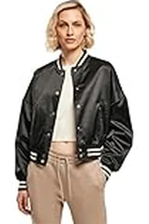 Urban classics Korte oversized satijnen college-jas voor dames, , 4XL