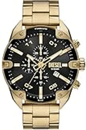 Diesel Spiked horloge voor heren, uurwerk met chronograaf en siliconen, roestvrij stalen of leren band, , 49MM