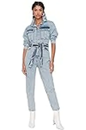 Trendyol Blue Arched Denim Overalls tuinbroek voor dames, , 34