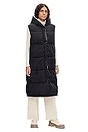 Object Dames vest longline, Zwart/detail: voering sandshell, 34