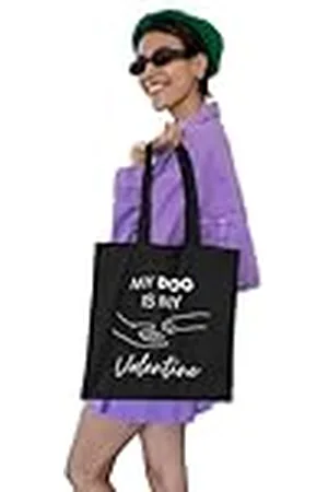 REPUBLIC OF CALIFORNIA ARCTT042-BK Tote Bag My Dog is My Valentine Onberispelijke katoenen tas voor hondenliefhebbers, , , 38 X 42 CM, Utility