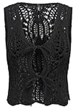 ONLY Onllizzy Life Sl Crochet Tie Vest Knt, , XS