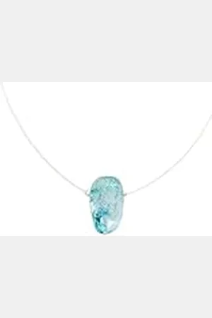 DUR Kristalblauwe glazen ketting met hoepel - ca. 42cm - verzilverd (K2911) - 420mm - Sterling zilver - geen edelsteen, 420 mm, sterling zilver, geen edelsteen, 420 mm, Sterling zilver, Geen edelsteen