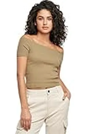 Urban classics Dames Dames Off Shoulder Rib Tee T-shirt, , XL