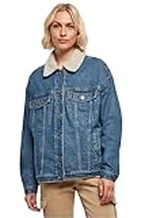 Urban classics Oversized sherpa denim jas voor dames, , XS