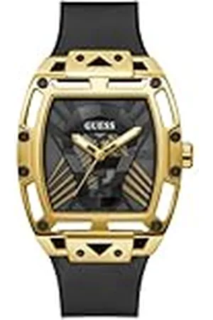 Guess US mannen goud toon en zwart analoog uitgesneden horloge, , LEGENDE