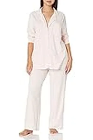 Amazon Dames katoenen modaal shirt met lange mouwen en volledige lengte pyjamaset (verkrijgbaar in grote maten), , XX-Large