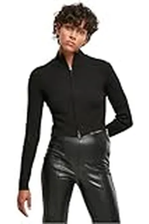 Urban classics Dames Dames Cropped Rib Knit Zip Cardigan Sweater, , XL, , XL