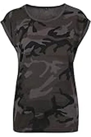 Build Your Brand Dames Ladies Extended Shoulder Camo Tee T-shirt