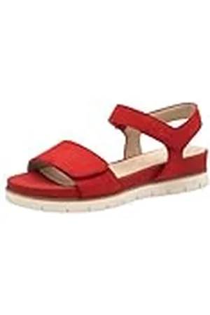 Tamaris Comfort Damessandalen van leer, met klittenbandsluiting, sleehak, rood Nubuc, 39 EU, , 39 EU