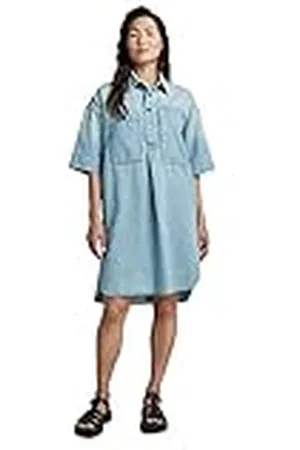 G-Star RAW Denim shirt jurk casual dames, blauw (Sun Faded Cadet Blue D22987-d303-d897), L