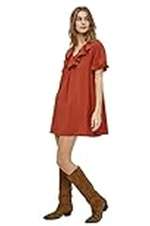DESIRES Dames Dora 2/4 mouw korte jurk Verbrande Oker S