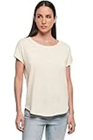 Build Your Brand Dames T-shirt Dames Long Slub Tee, korte mouwen bovendeel voor vrouwen met verlengd rugdeel in zwart of wit, maten XS - 5XL, , 4XL