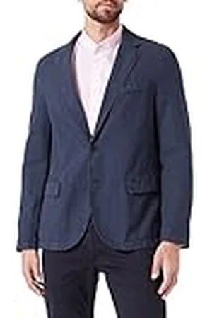 Camel Active Herencolbert van een katoen-linnenmix, avondpakset, donkerblauw, 52