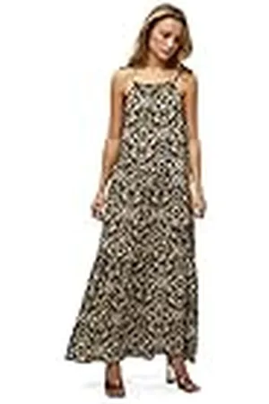 DESIRES Dames Becike Maxi Halterneck Jurk Print Cubaanse zand XS