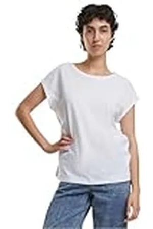 Build Your Brand Dames T-shirt van 100% biologisch katoen verkrijgbaar in 2 kleuren Ladies Organic Extended Shoulder Tee, maten XS - 5XL, , L