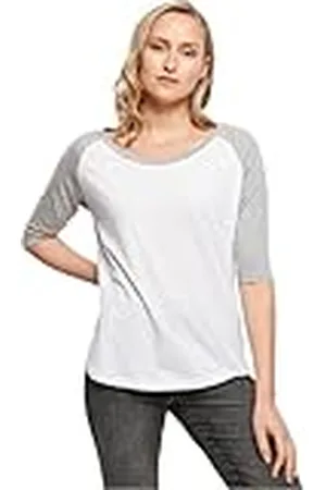 Build Your Brand T-shirt voor dames, wit/grijs, L