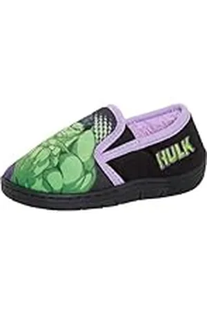 Marvel Jongens Ongelooflijke Hulk Slippers Voor Kinderen Jongens Slip Op FLeece Bont Gevoerde Huis Schoenen, Zwart, 12 UK Child