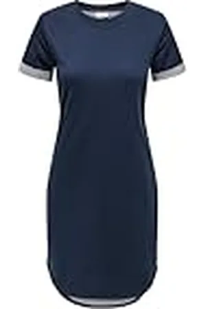 JDY Losse zomerjurk voor dames, korte mouwen, losse pasvorm, shirtjurk, IVY basic ronde hals, midi-jurk, tuniek, , XS
