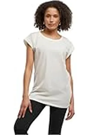 Build Your Brand Dames T-shirt Ladies Extended Shoulder Tee, bovenstuk voor vrouwen met overgesneden schouders verkrijgbaar in vele kleuren, maten XS - 5XL