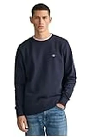 GANT REG Shield sweatshirt met C-hals voor heren, avondblauw, standaard, avondblauw, M