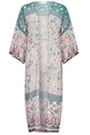 Cream Kimono voor dames, open voorkant, losse pasvorm, middelgroot, 3/4 mouwen, , One Size