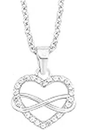 QS by s.Oliver Collier met hanger 925 sterling zilveren dames collier, met cubic zirkonia synth., 42+3 cm, , hart, Wordt geleverd in sieraden geschenkverpakking, 2025989