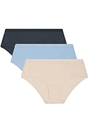 Dim Les Pockets Eco katoen, extra platte afwerking, 3 boxershorts, beige ivoor/BL overhemd/GR graniet, M (3 stuks) dames, Ivory Beige/Bl Shirt/Gr Graniet, M