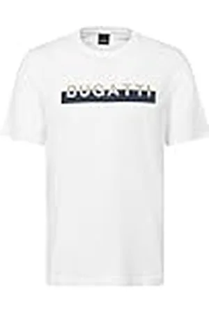 Bugatti Heren-T-shirt met ronde hals en logoprint, korte, , S