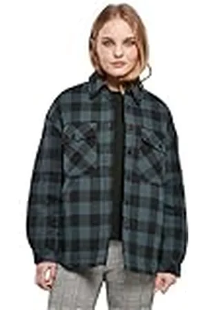 Urban classics Dames Flanel Gewatteerde Overhemd Jas, , XS