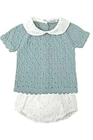 BABIDU Set voor meisjes met opengewerkte gebreide split en T-shirt met korte mouwen, uniseks, baby, , 18 Maanden