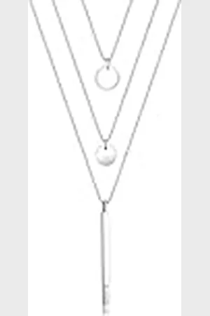 Elli Halskette Damen Geo Kreis Stab Layer mit Kristallen in 925 Sterling , Sterling , Kristal