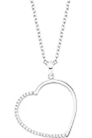 QS by s.Oliver Ketting met hanger 925 sterling dames halssieraad, met zirkonia synthetisch, 42 + 3 cm, , hart, wordt geleverd in sieradengeschenkdoos, 2027565, 42+3, Sterling , Zirkonia