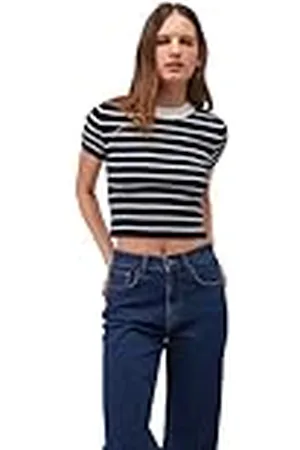 Mavi Dames Sweater Pullover met korte mouwen, Antique White Stripe, XS, , XS
