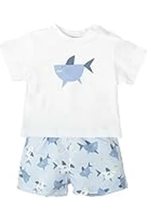 BABIDU Kinderset met korte mouwen T-shirt en haai-print, uniseks, baby, , 4 Jaar