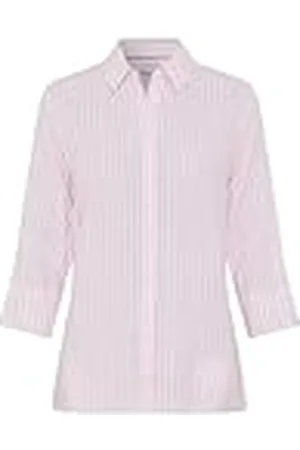 Brax Style Vicki gestreepte blouse van linnen met verborgen knoopsluiting, , 46
