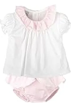 BABIDU Meisjesset met bedrukte kikker en korte mouwen T-shirt met ruches, uniseks, baby, , 24 Maanden