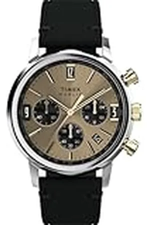 Timex TW2W60300 Chronograaf Quartz Horloge met Leren Band voor Heren, , riem