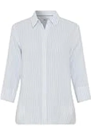 Brax Style Vicki gestreepte blouse van linnen met verborgen knoopsluiting, , 36