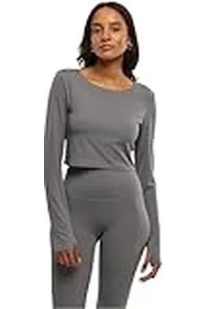Urban classics Damesshirt met lange mouwen, taillelang damesshirt met geïntegreerde pads, kort, maten XS - XL, , XS
