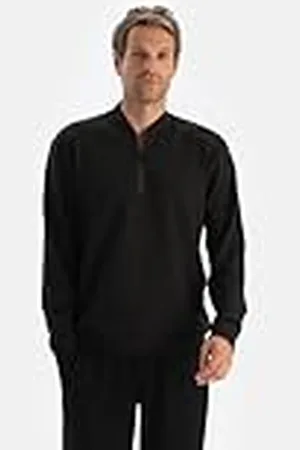 Dagi Heren Black Modal Half Zip Sweatshirt, M, , M