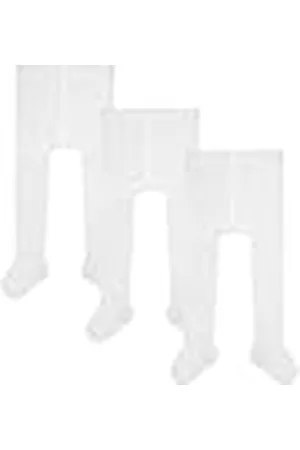 Camano Unisex Baby Online ca-Soft Organic Cotton Tights 3-pack sokken, White, 62/68, , 50 cm