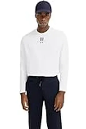 Bugatti Sweatshirt voor heren, lange mouwen, ronde hals, met logo, , S