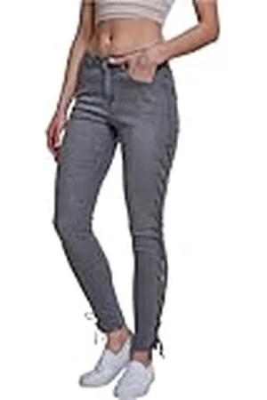 Urban classics Denim Lace Up Skinny Pants voor dames, , 26